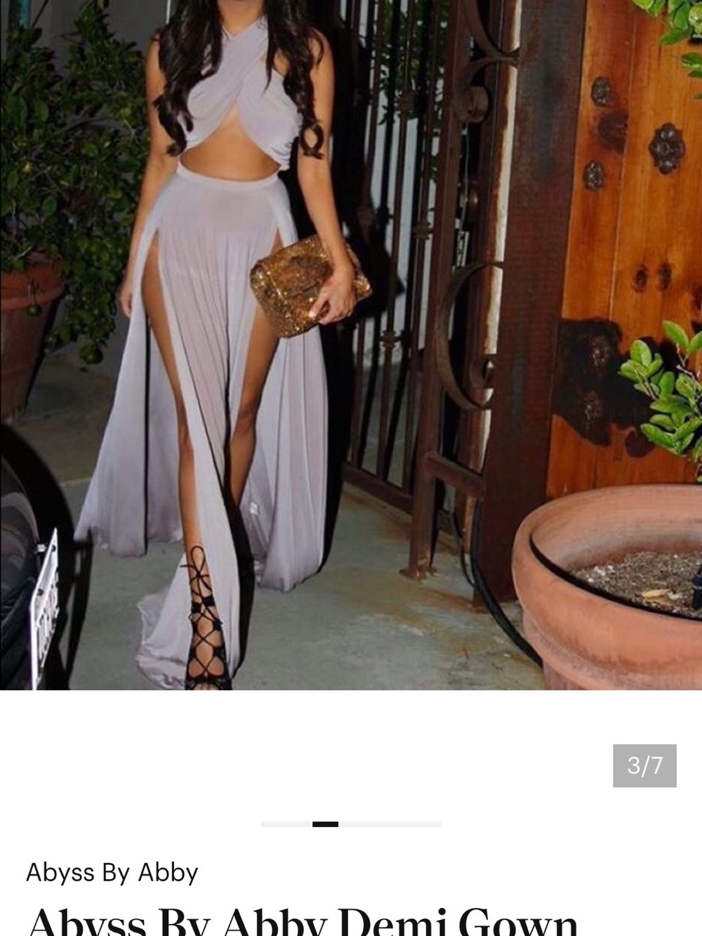 Abyss By Abby Light Grey Cutout Demi Gown